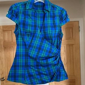 Express Design Studio plaid short sleeve blouse